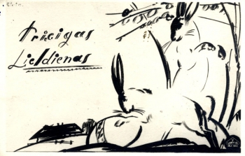 Romans Suta. Apsveikuma kartiņa "Priecīgas Lieldienas". 1935. 