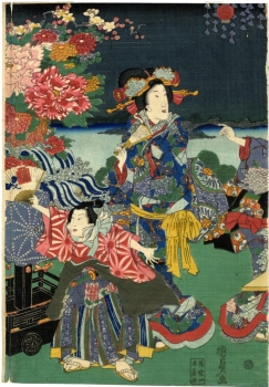 Leģenda par princi Gendzi - 19.gadsimta Japānas kokgriezumi